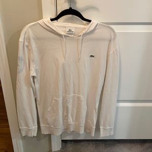 White Lacoste Long Sleeve Shirt with Hood